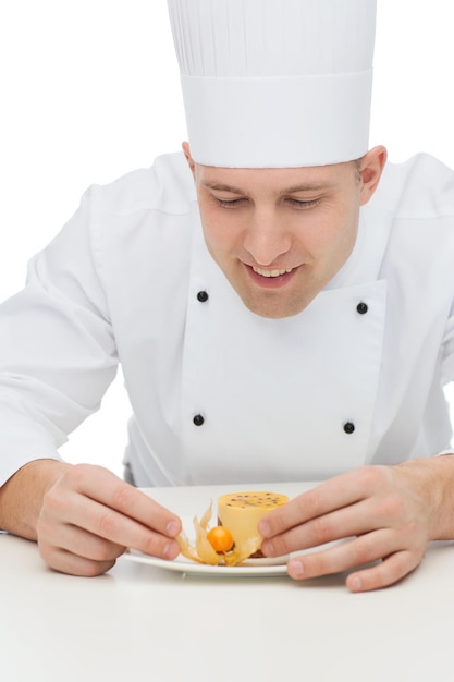 Bright kitchen with chef preparing a dish